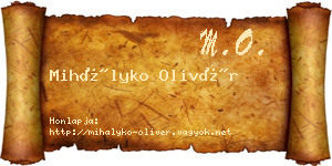 Mihályko Olivér névjegykártya